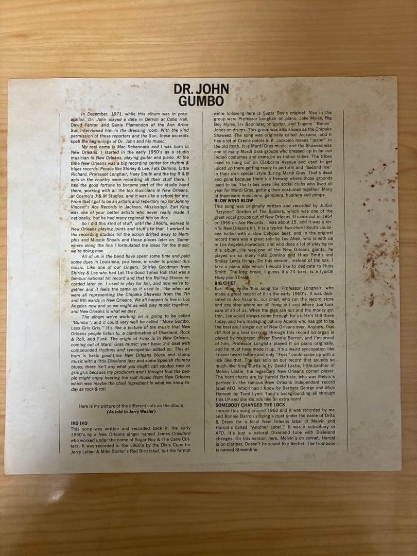 【LP】Dr. John ‎/ Dr. John's Gumbo