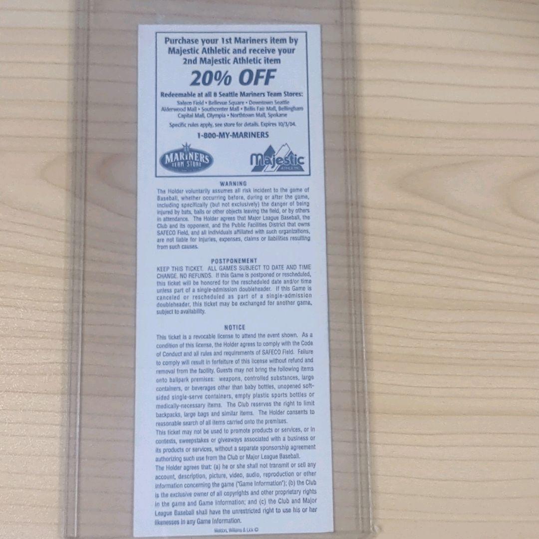 イチロー　MLB殿堂入り記念　年間最多安打k記録更新日試合チケット3枚セット