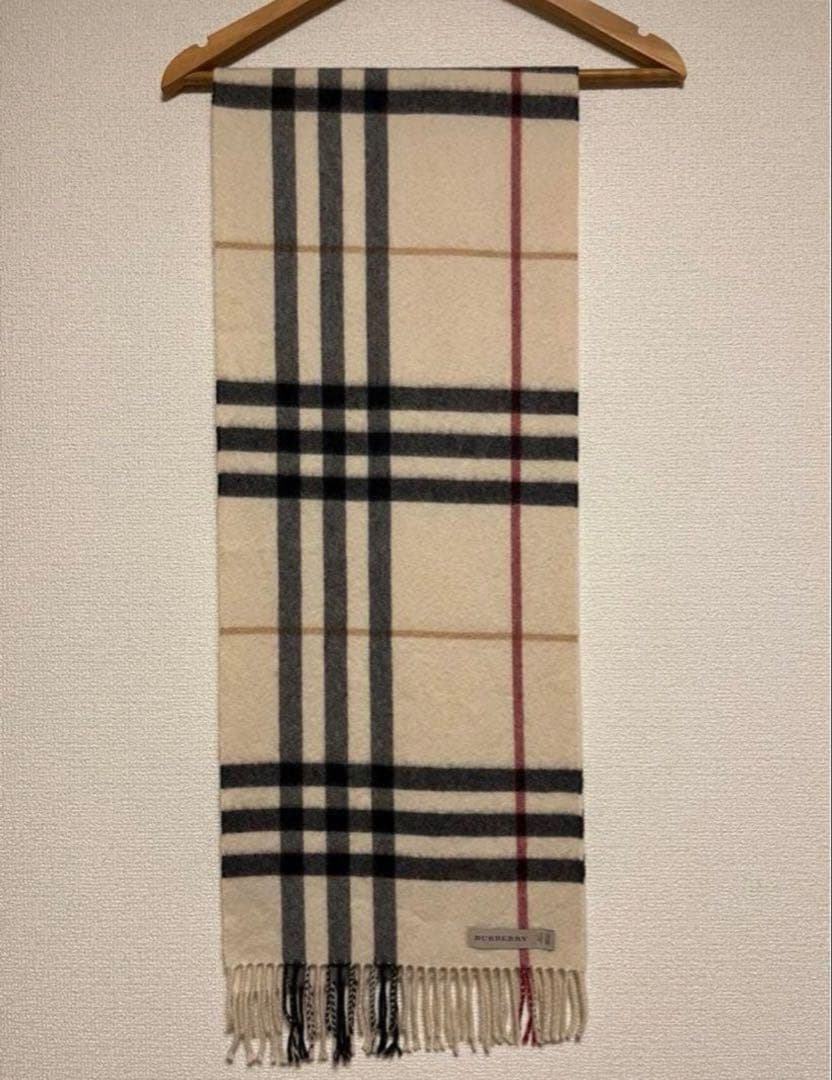Burberry カシミヤ100% マフラー　アイボリー　美品