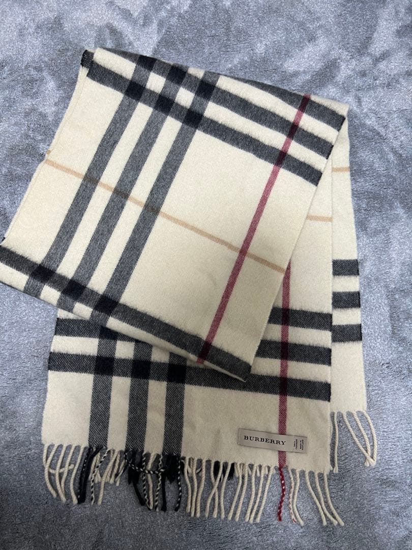 Burberry カシミヤ100% マフラー　アイボリー　美品