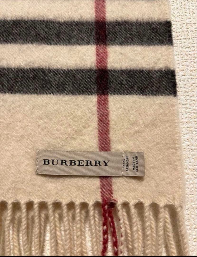 Burberry カシミヤ100% マフラー　アイボリー　美品