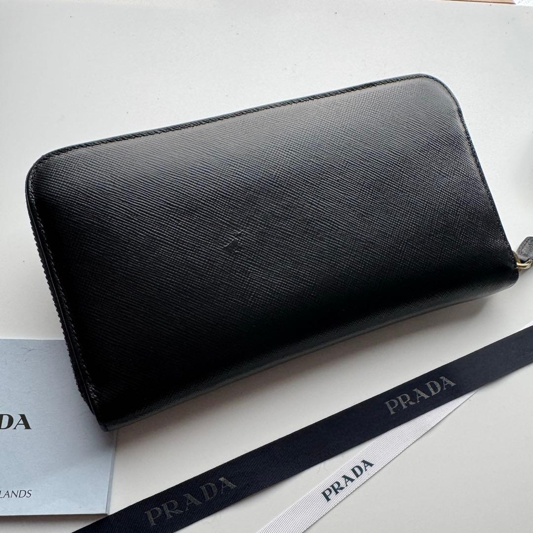 【美品】237 PRADA プラダ ラウンドファスナー 長財布 リボン