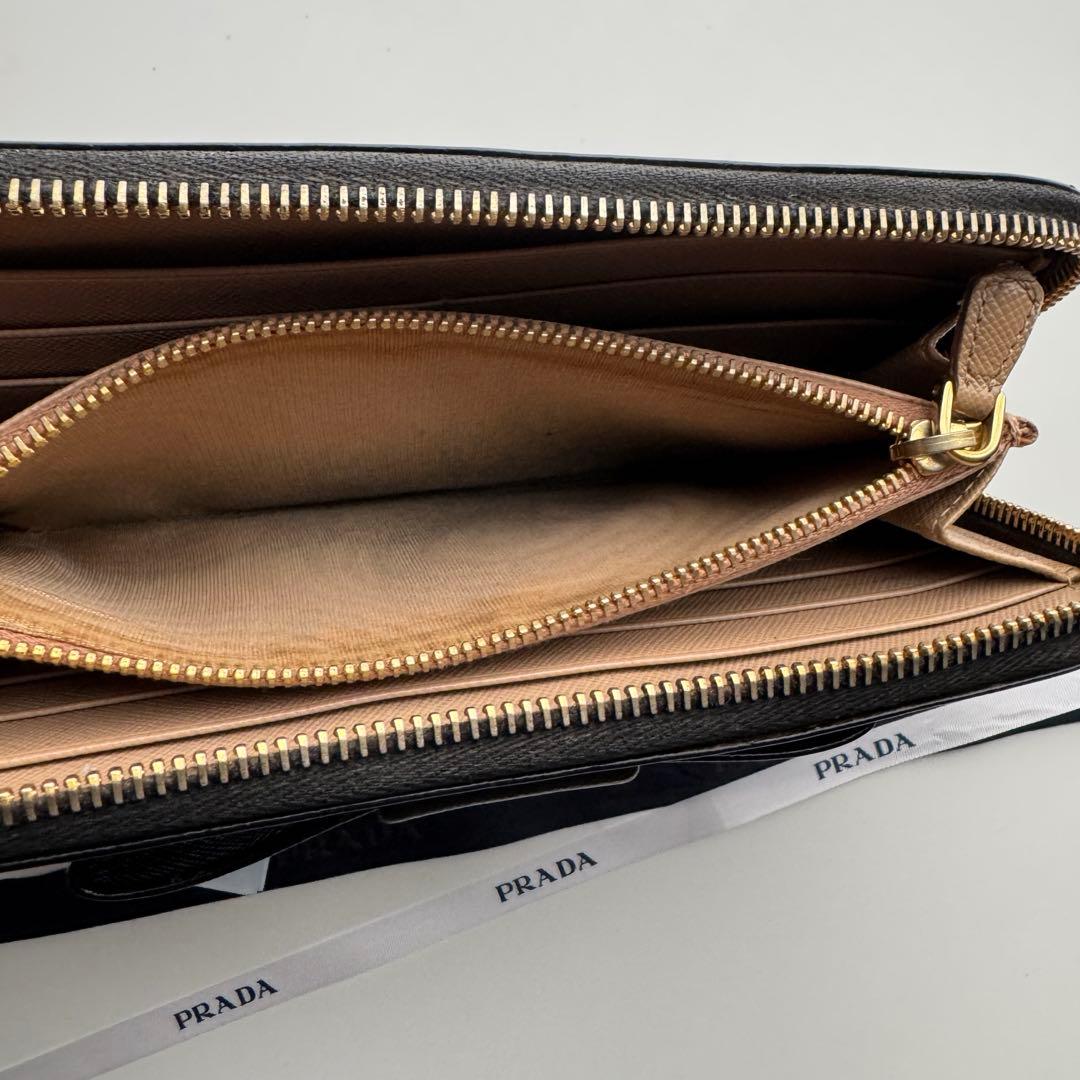 【美品】237 PRADA プラダ ラウンドファスナー 長財布 リボン