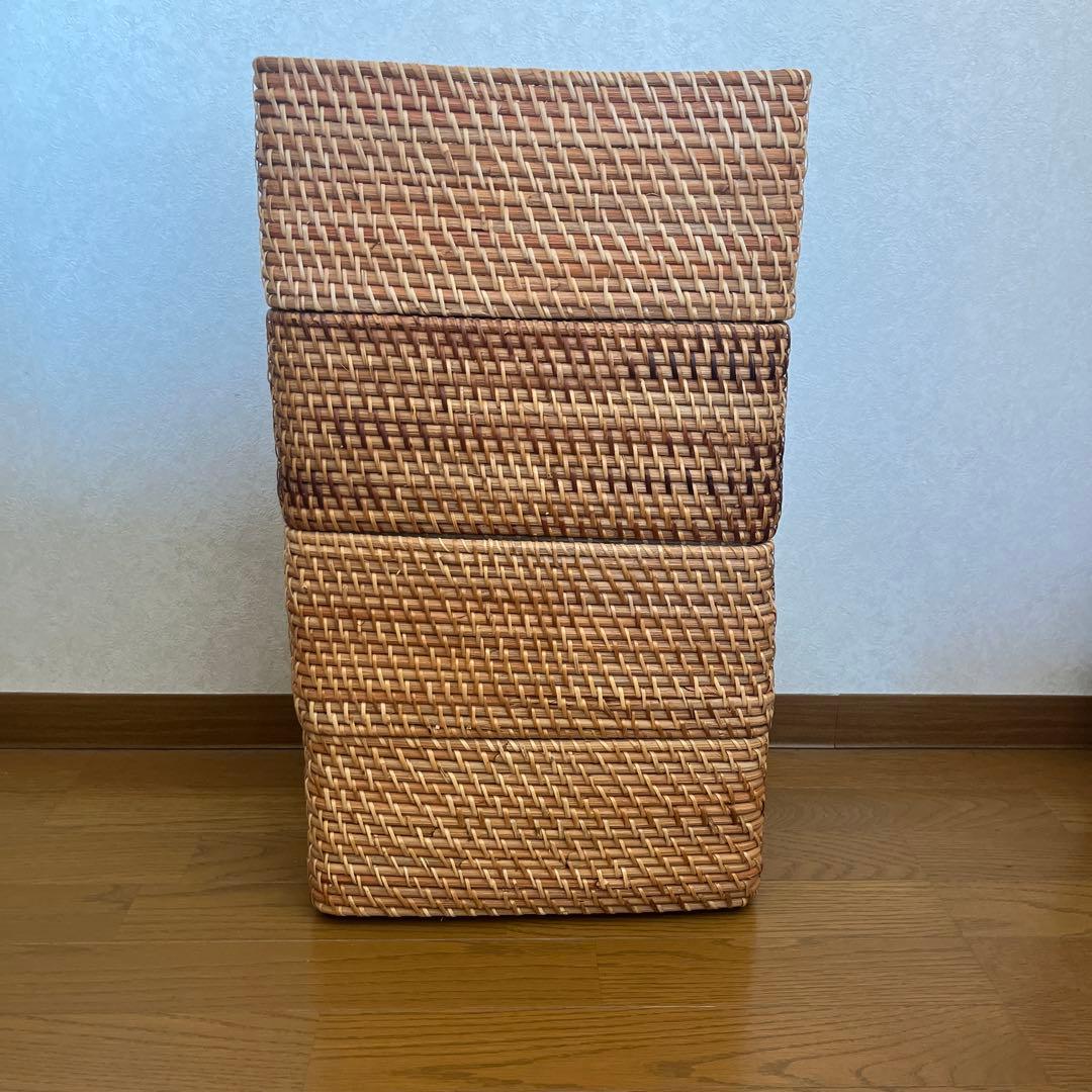 無印良品　重なるラタン長方形バスケット・中 x 4