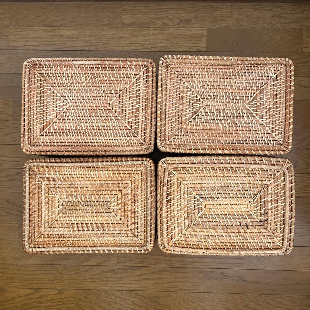 無印良品　重なるラタン長方形バスケット・中 x 4