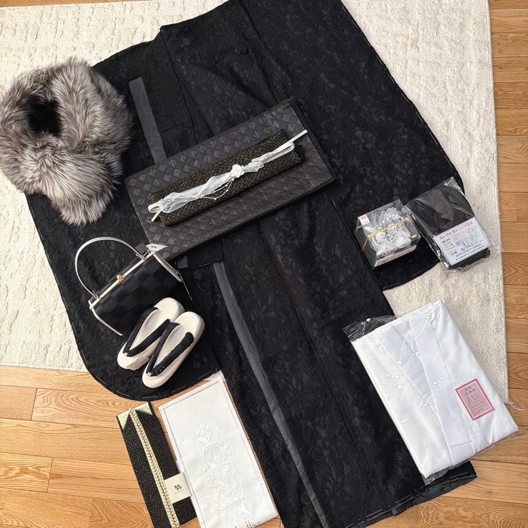 新品　未使用品　2027年モデル　振袖のフルセット　レース　黒　日本製