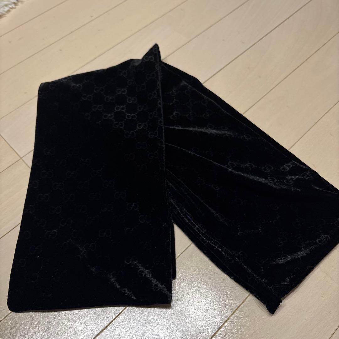 【高級】GUCCI ベロア マフラー GG柄 グッチ ストール