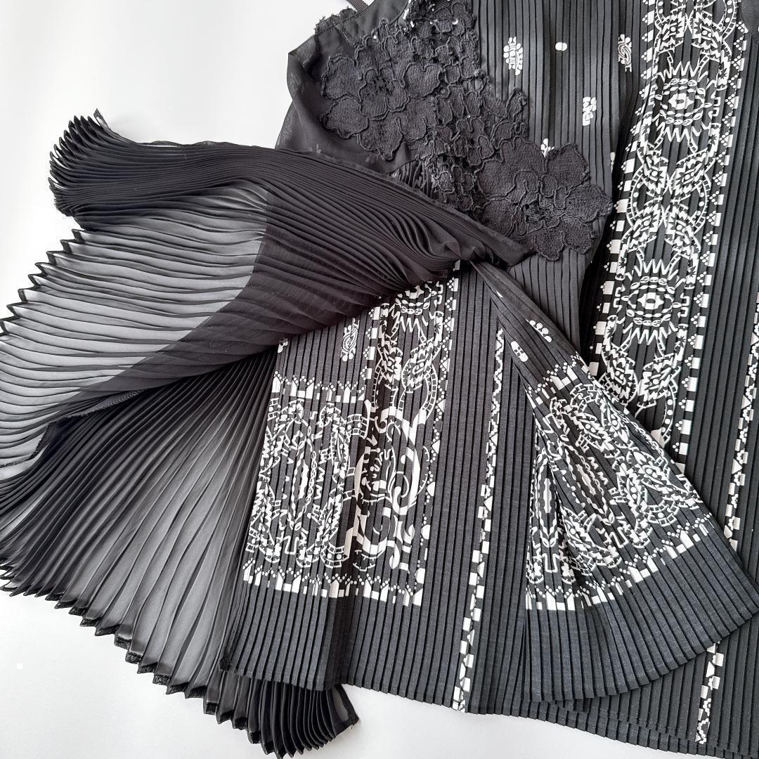 美品　sacai サカイ　レースプリーツトップス ノースリーブ ペイズリー柄