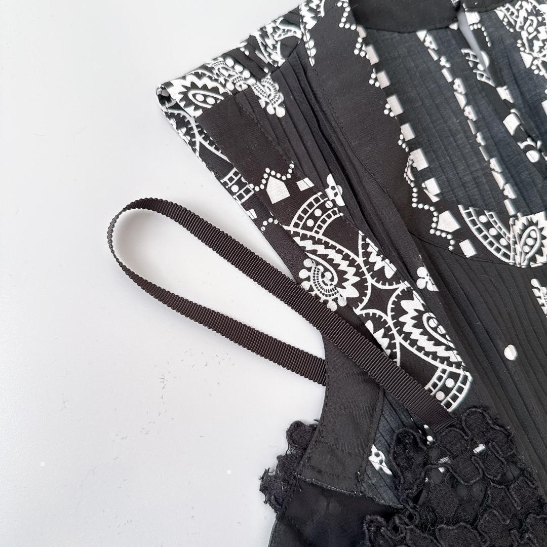 美品　sacai サカイ　レースプリーツトップス ノースリーブ ペイズリー柄