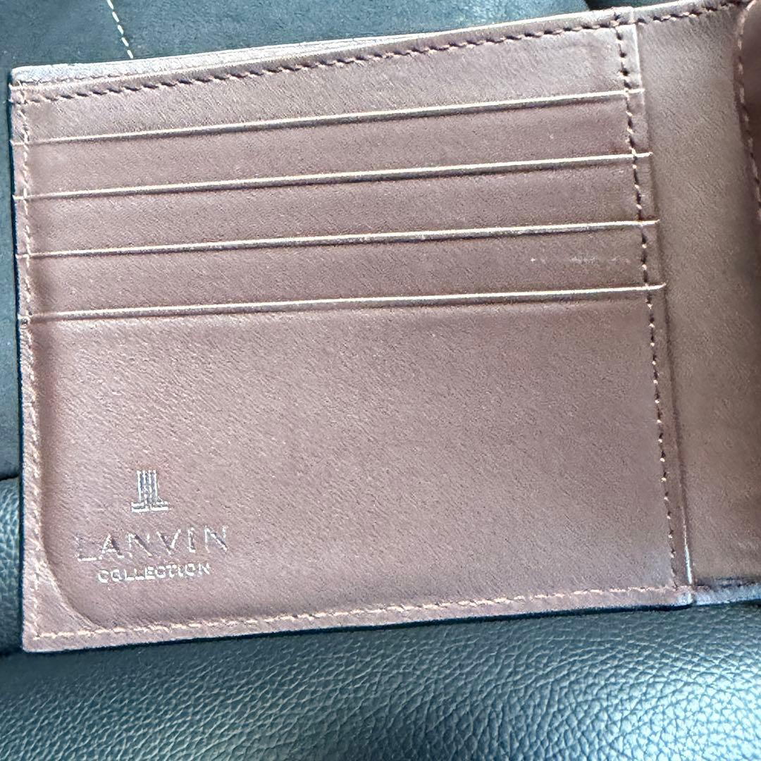 ランバンオンブルー　折り財布　青　レザー　未使用美品　LANVIN