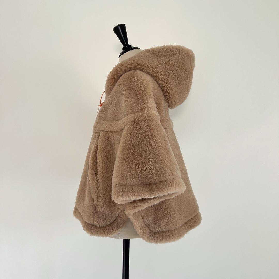 最新作❗️新品未使用　ベアフード付きポンチョ　ケープ ミルクティーベージュ