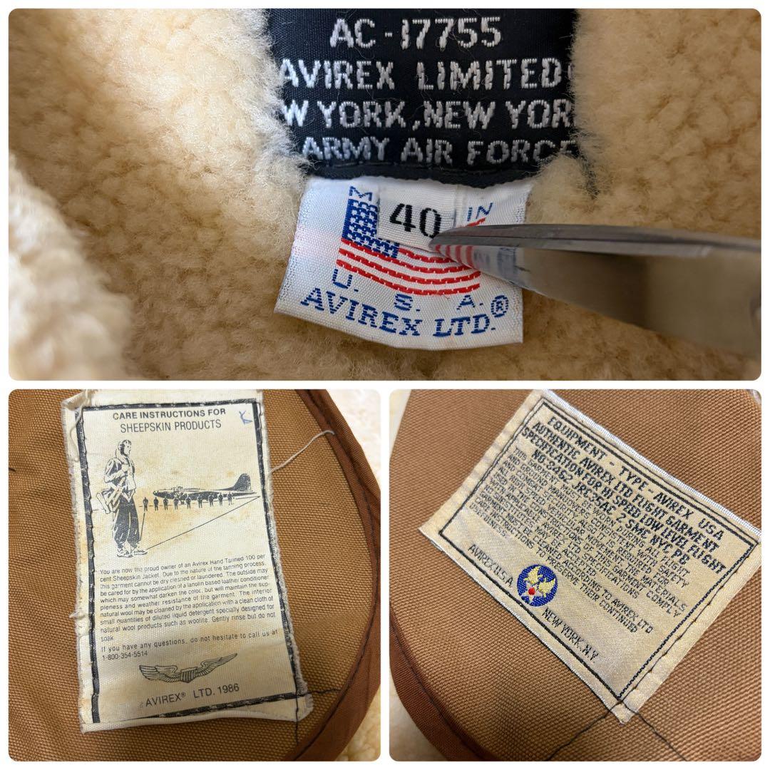 定価23.7万✨AVIREX B-3ムートンフライトジャケット USA製 40