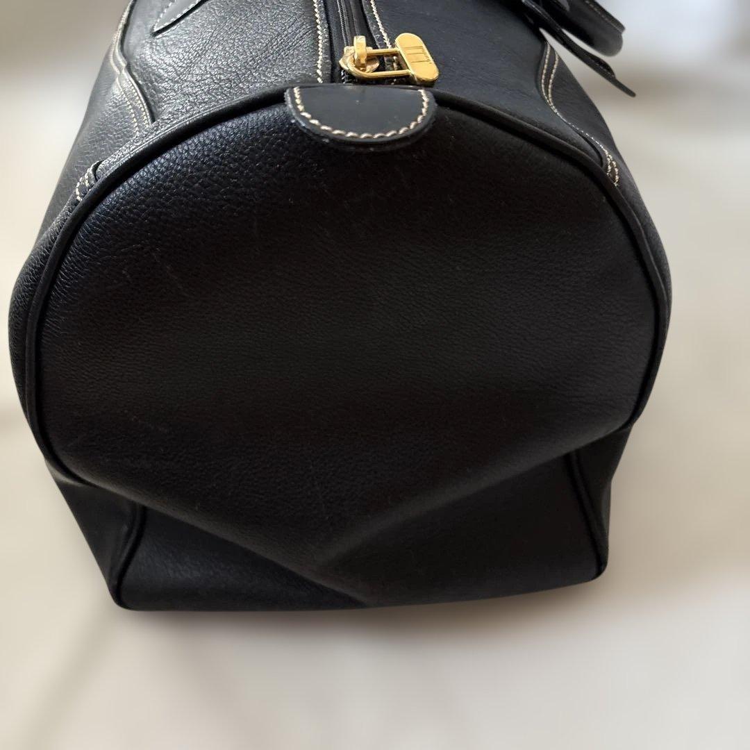 ダンヒル オール レザー ボストンバッグ 大容量 ブラック 黒　シボ革