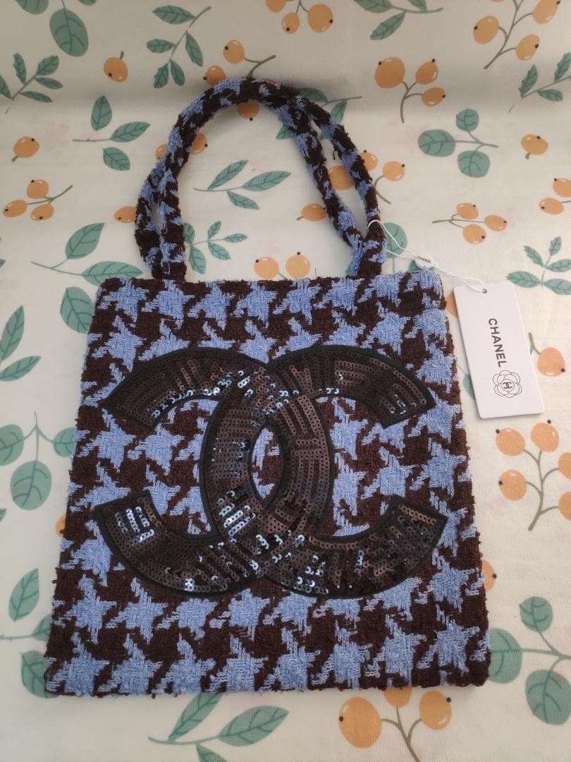 千鳥 ブルー スパンコール トートバッグ