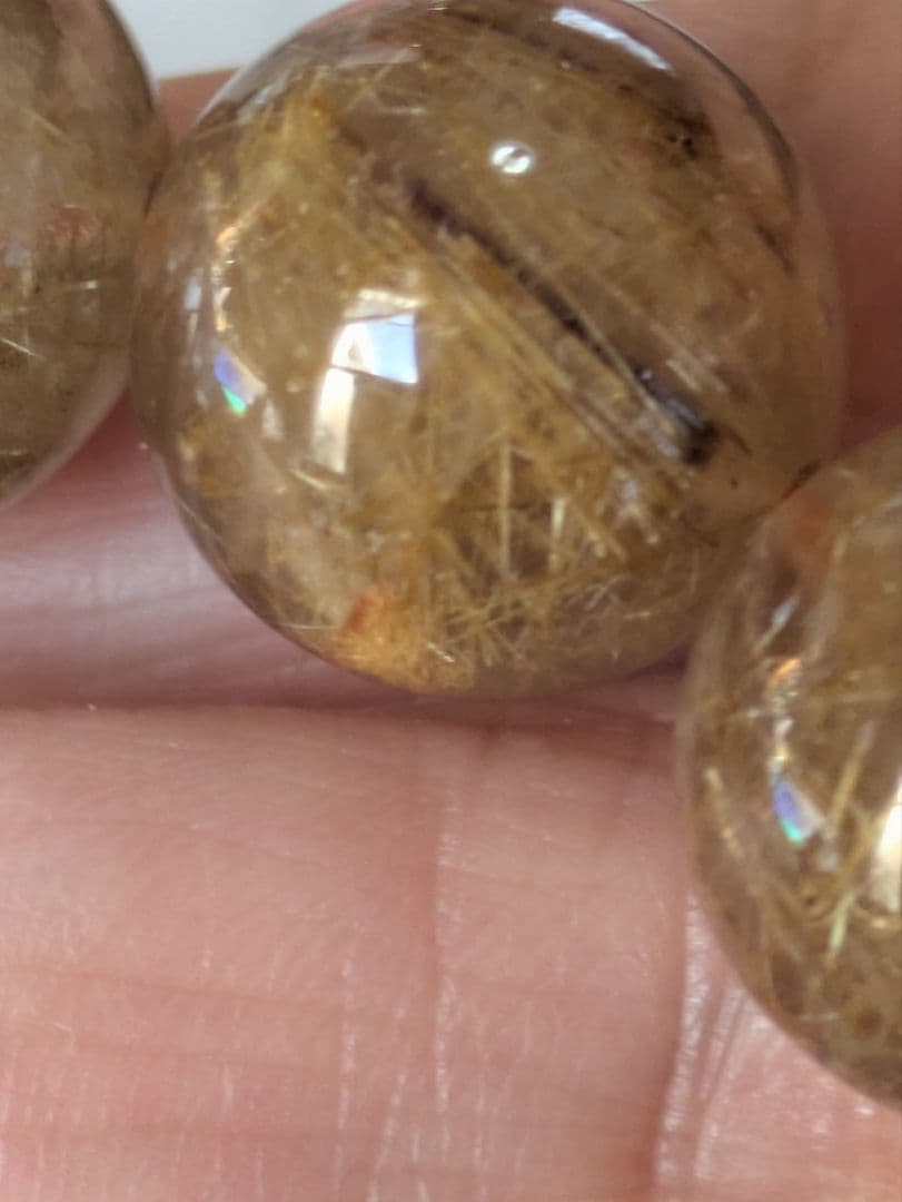 清ゴールドルチルクォーツ ブレスレット13、5mm玉38500円