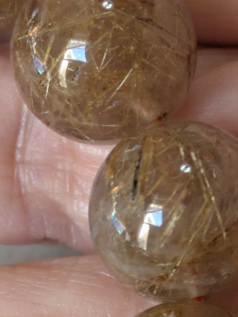 清ゴールドルチルクォーツ ブレスレット13、5mm玉38500円