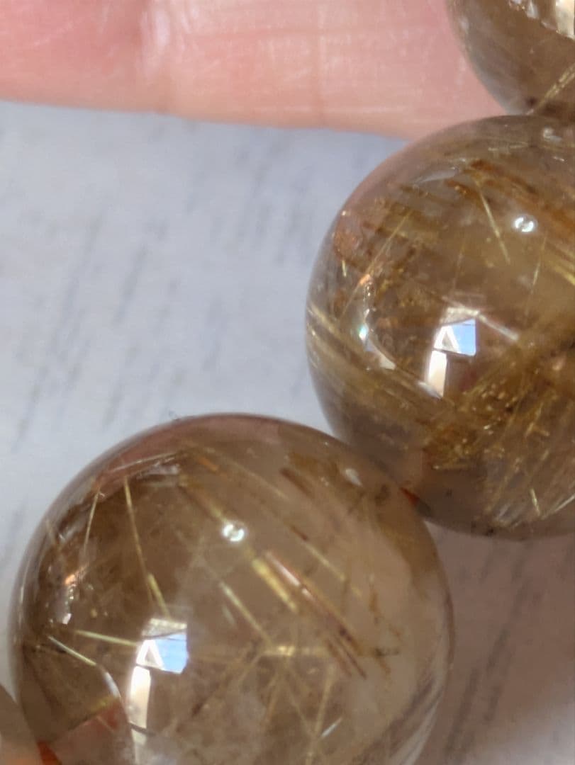 清ゴールドルチルクォーツ ブレスレット13、5mm玉38500円