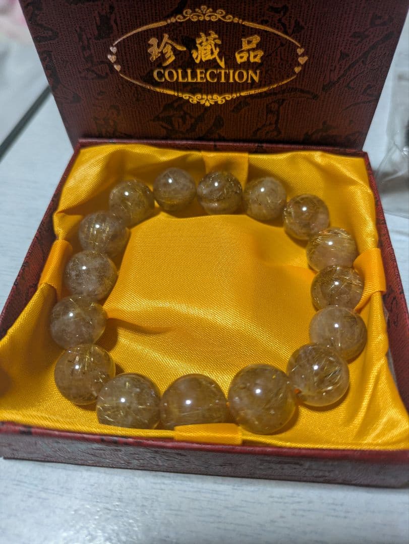 清ゴールドルチルクォーツ ブレスレット13、5mm玉38500円