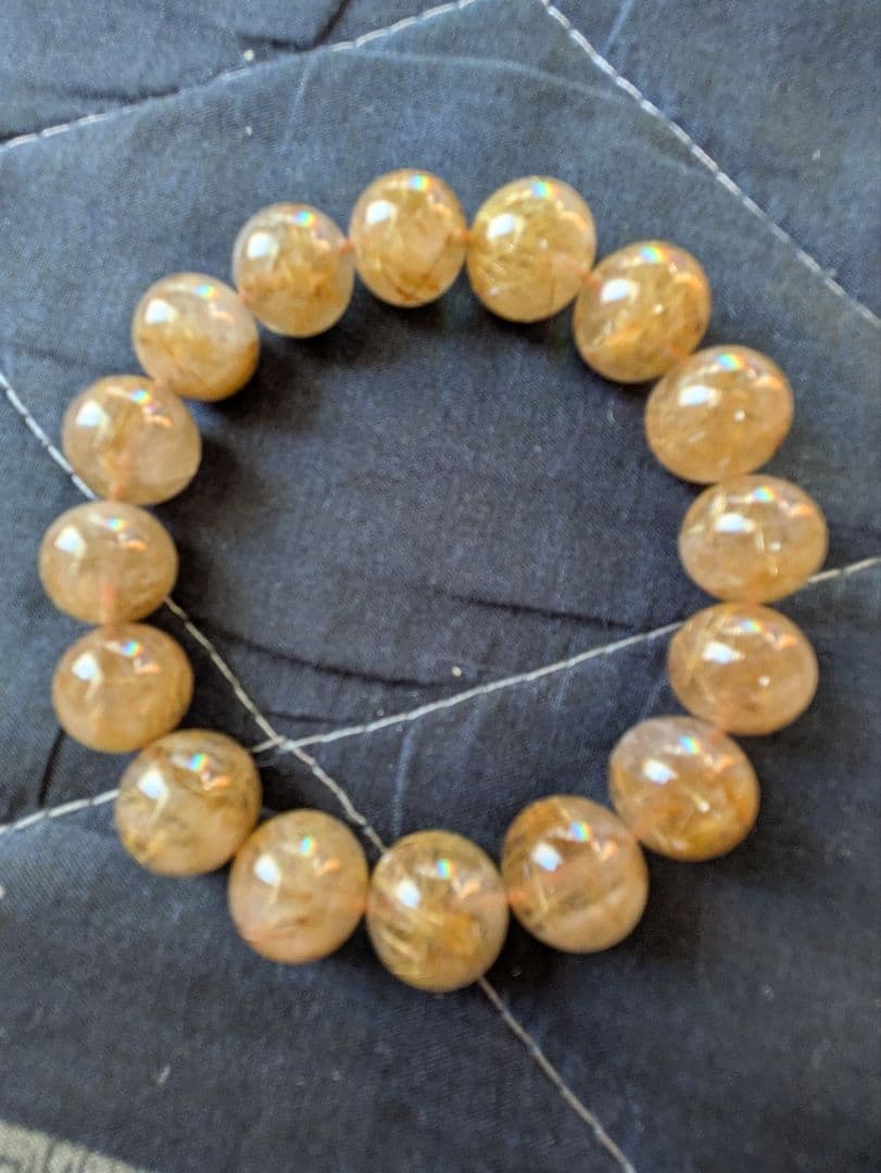 清ゴールドルチルクォーツ ブレスレット13、5mm玉38500円