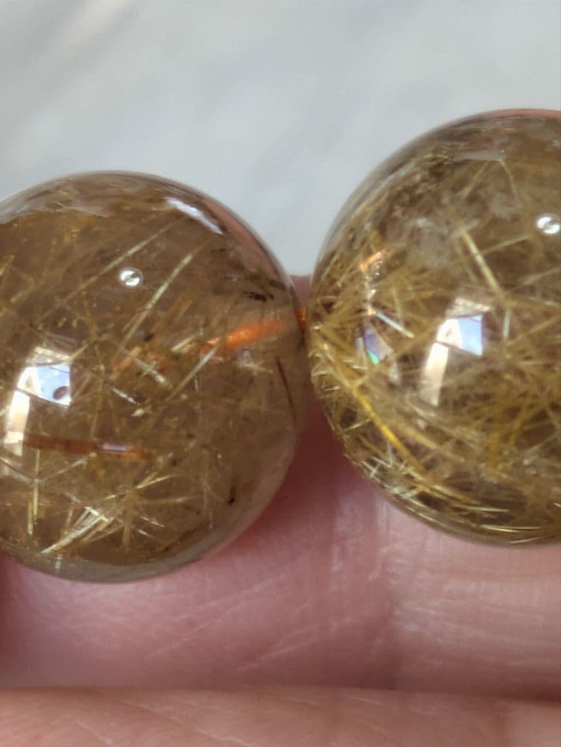 清ゴールドルチルクォーツ ブレスレット13、5mm玉38500円