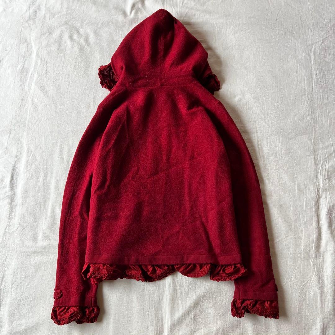 【新品】PINK HOUSE ジャケット ニット フーディ バラ 刺繍 レッド