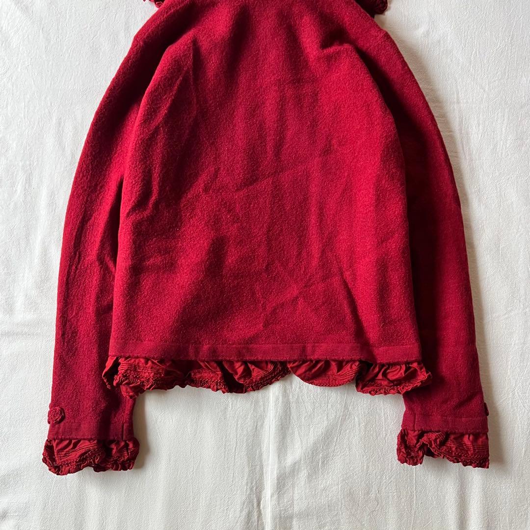 【新品】PINK HOUSE ジャケット ニット フーディ バラ 刺繍 レッド