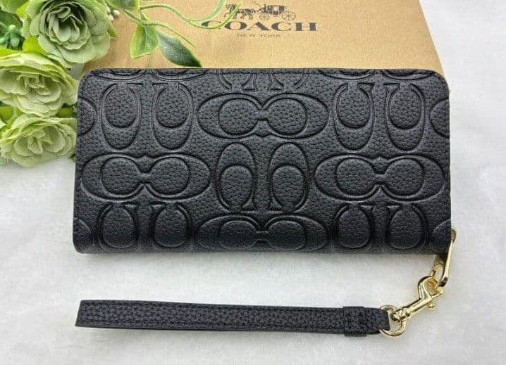 新品未使用コーチ長財布ブラックシグネチャーレディースメンズ送料無料即日発送