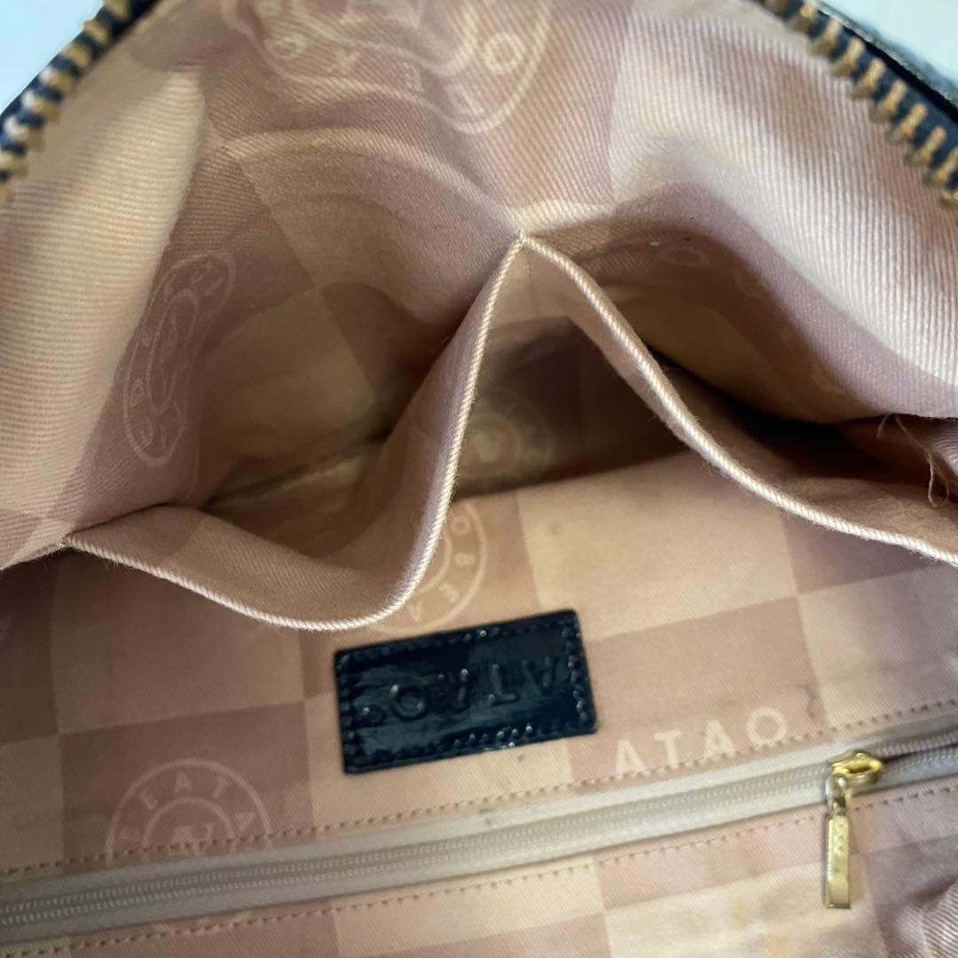 極美品　アタオ　エルヴィ　A4可　2way ショルダーバッグ　ネイビー　レザー