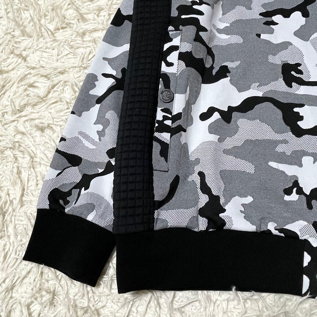 【未使用品】ジップスウェットジャケット ブラック 3L カモフラ ゴルフ