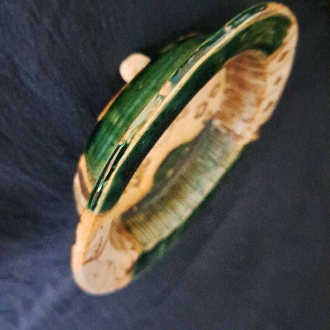 「織部(おりべ)のたたずまい」 青織部焼鉢(直径18cm) 骨董アンティーク