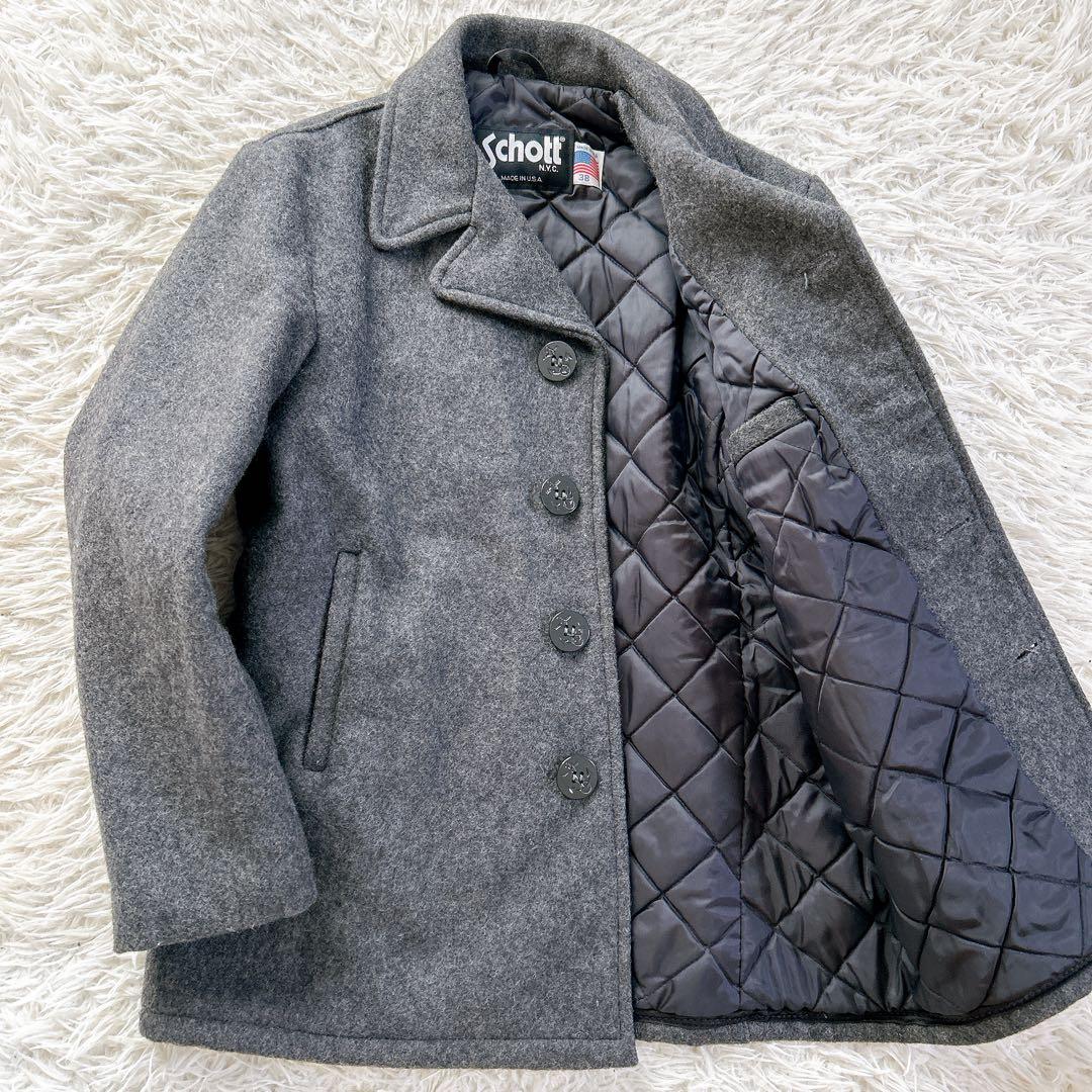 美品　Schott ショット ピーコート キルティング　USA製 サイズ38