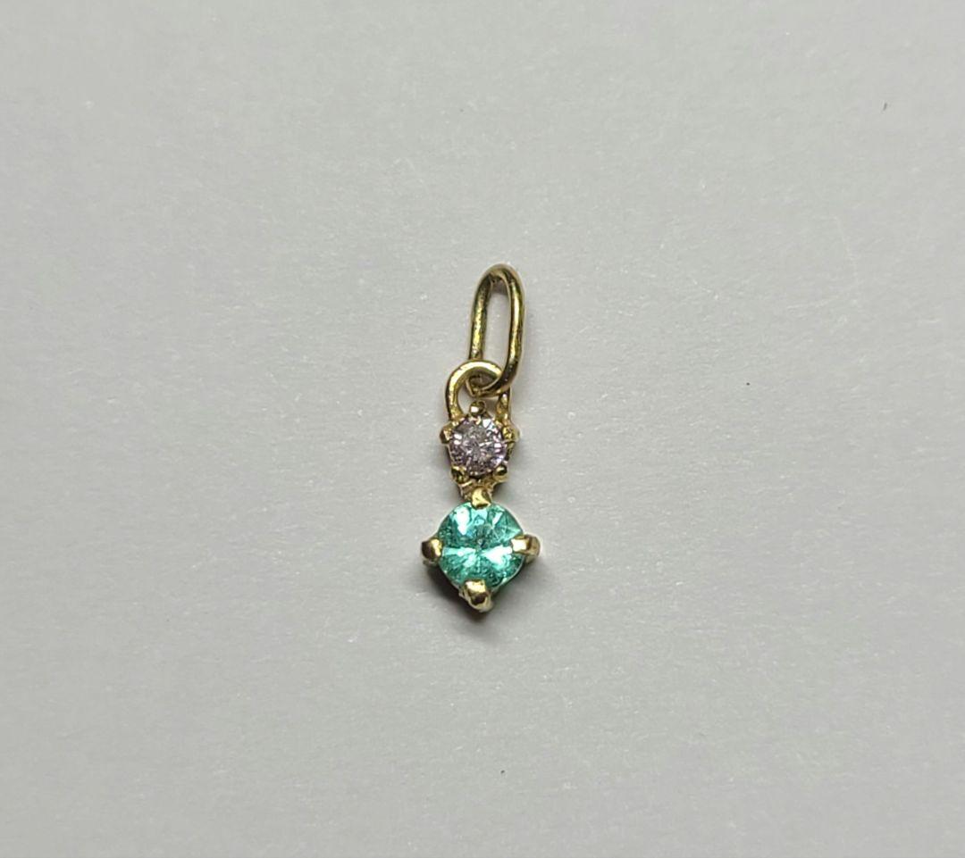 幻達の共演★バターリャパライバトルマリン&ピンクダイヤモンドペンダント18金★