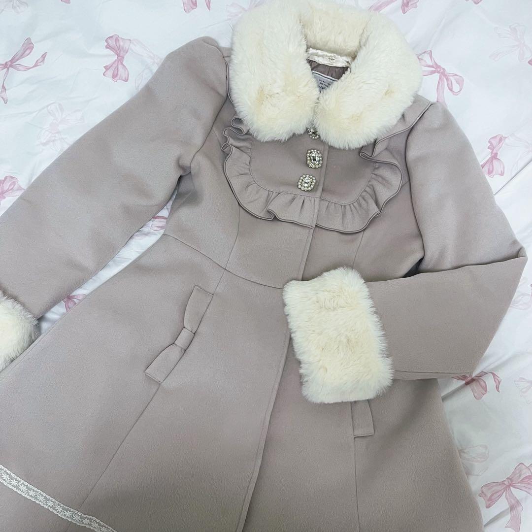 AnkRouge フロントビジュースカラップドーリーコート ピンク