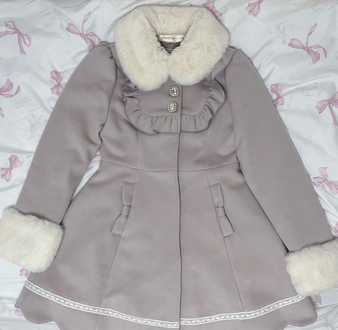 AnkRouge フロントビジュースカラップドーリーコート ピンク