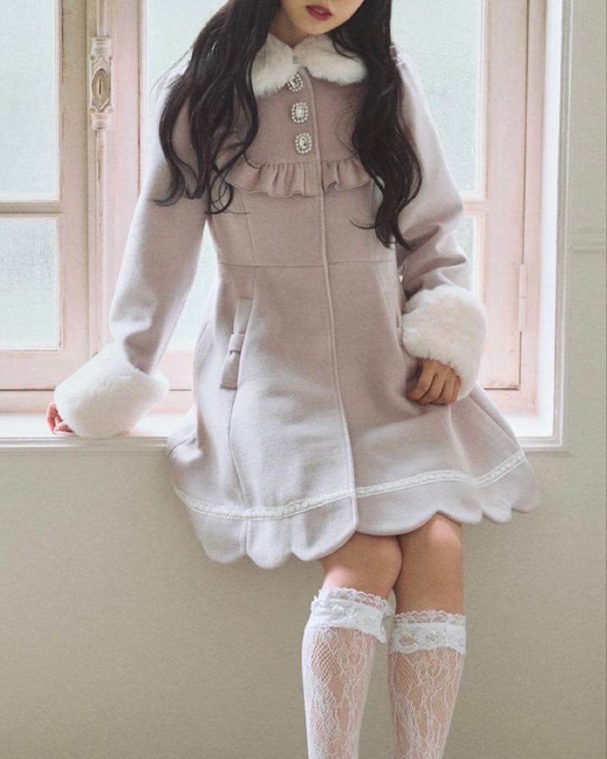 AnkRouge フロントビジュースカラップドーリーコート ピンク