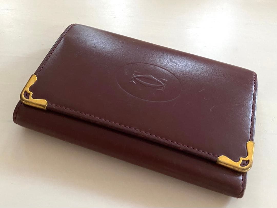 カルティエ　６連　キーケース　付属品完品　ボルドー ワインレッド　レザー