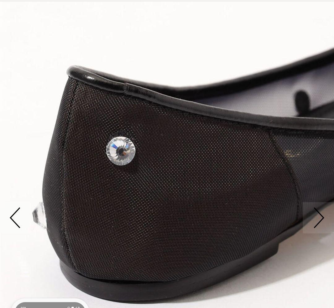 PIPPICHIC ブラック ドット柄 フラットシューズ