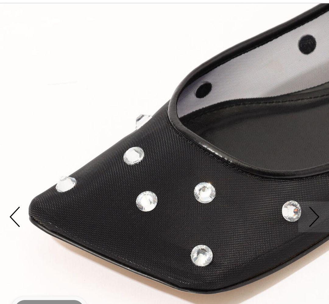 PIPPICHIC ブラック ドット柄 フラットシューズ