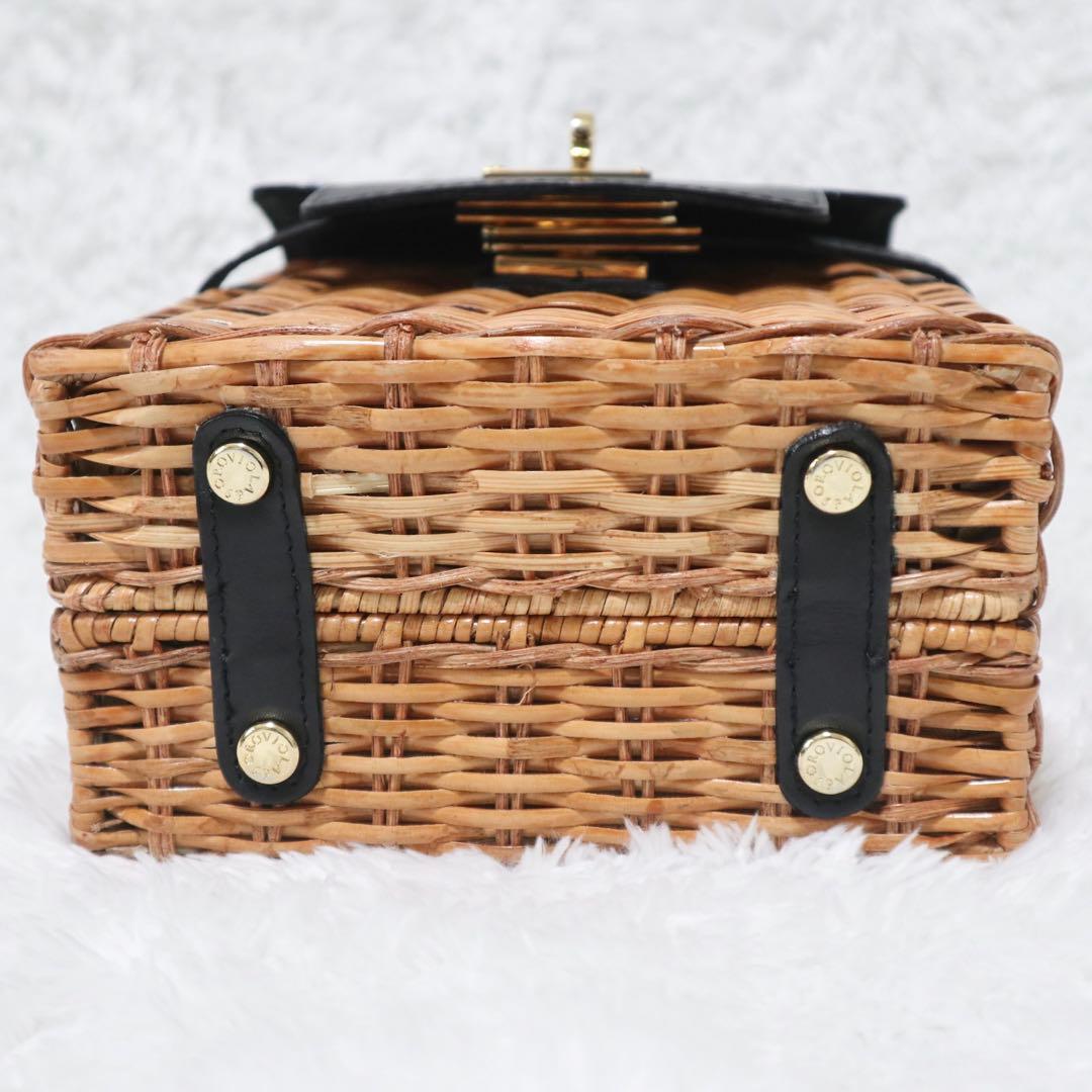 ヴィオラドーロ スプリットラタン ターンロック付き 2WAYトップハンドルバッグ