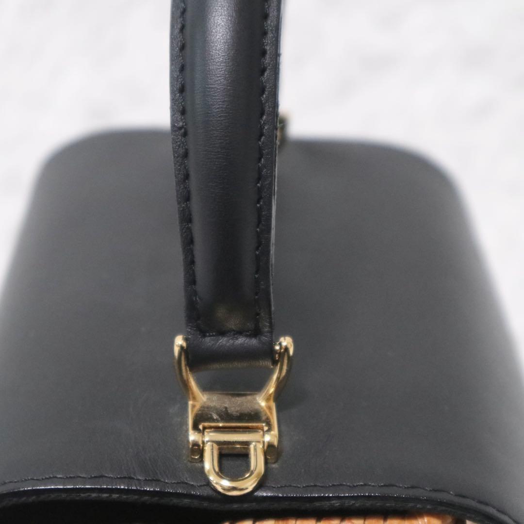 ヴィオラドーロ スプリットラタン ターンロック付き 2WAYトップハンドルバッグ