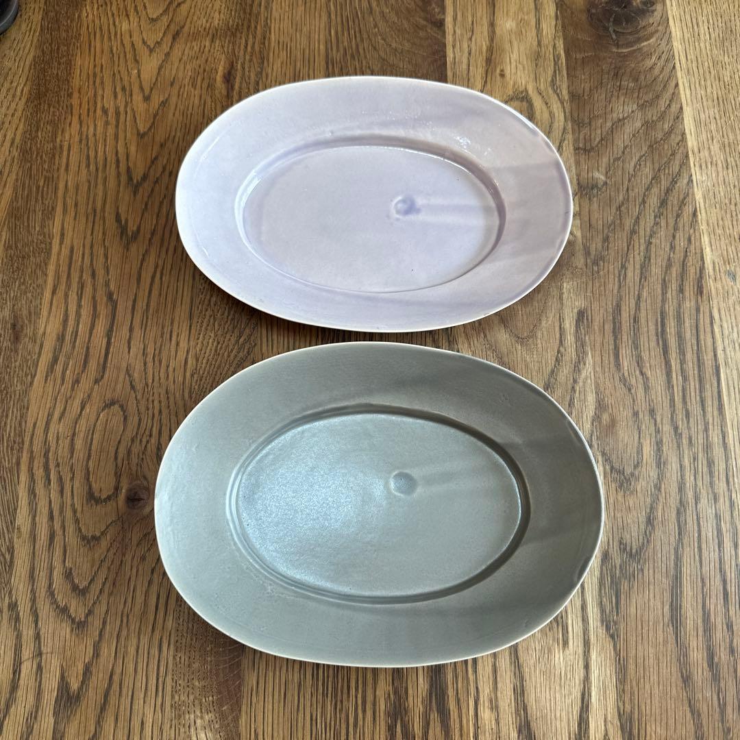 井山三希子 オーバルプレート2枚セット（パープル＆グレー）