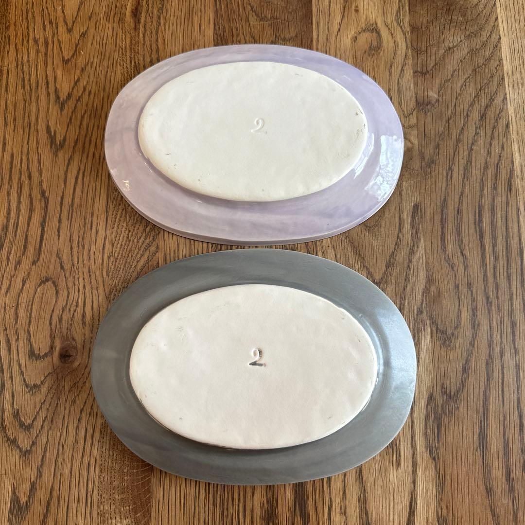 井山三希子 オーバルプレート2枚セット（パープル＆グレー）