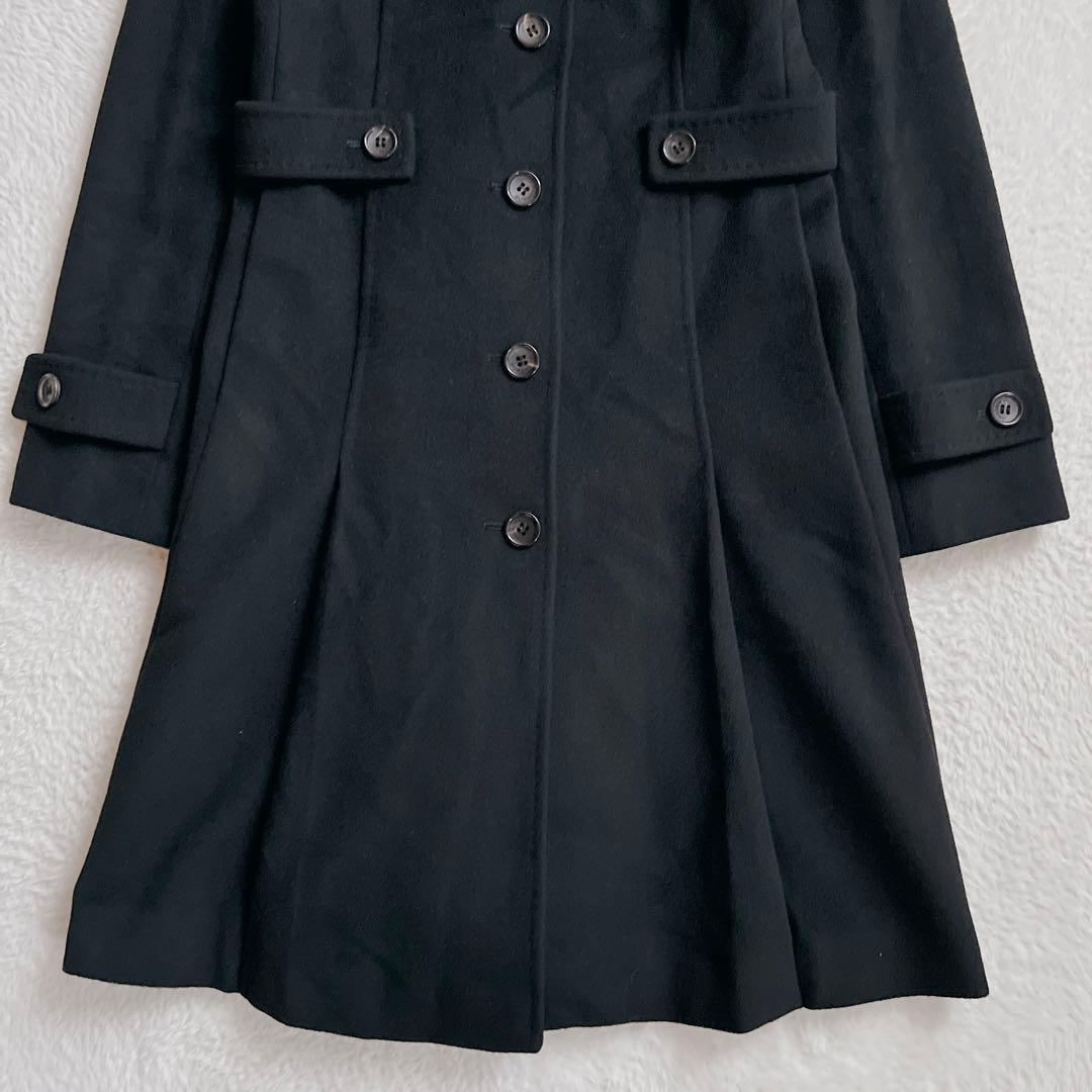 未使用級✨バーバリーロンドン アンゴラ ロングコート 総柄 ファー ベルト付 黒