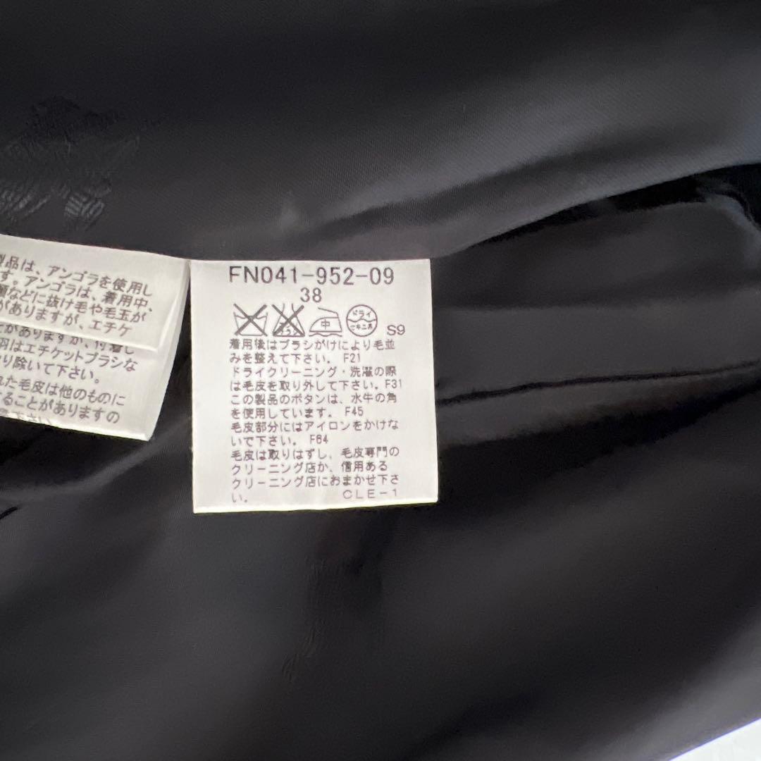 未使用級✨バーバリーロンドン アンゴラ ロングコート 総柄 ファー ベルト付 黒