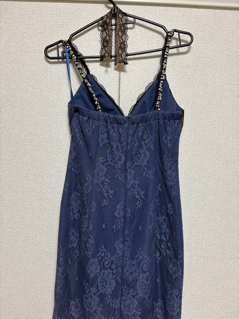 Robe de Fleurs Glossy ナイトドレス ネイビー/ベージュ