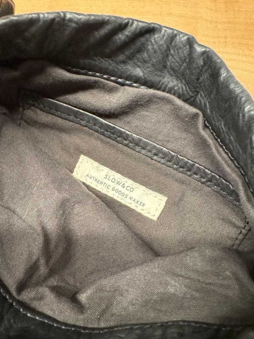 【はる】SLOW&CO ブラックレザー 巾着