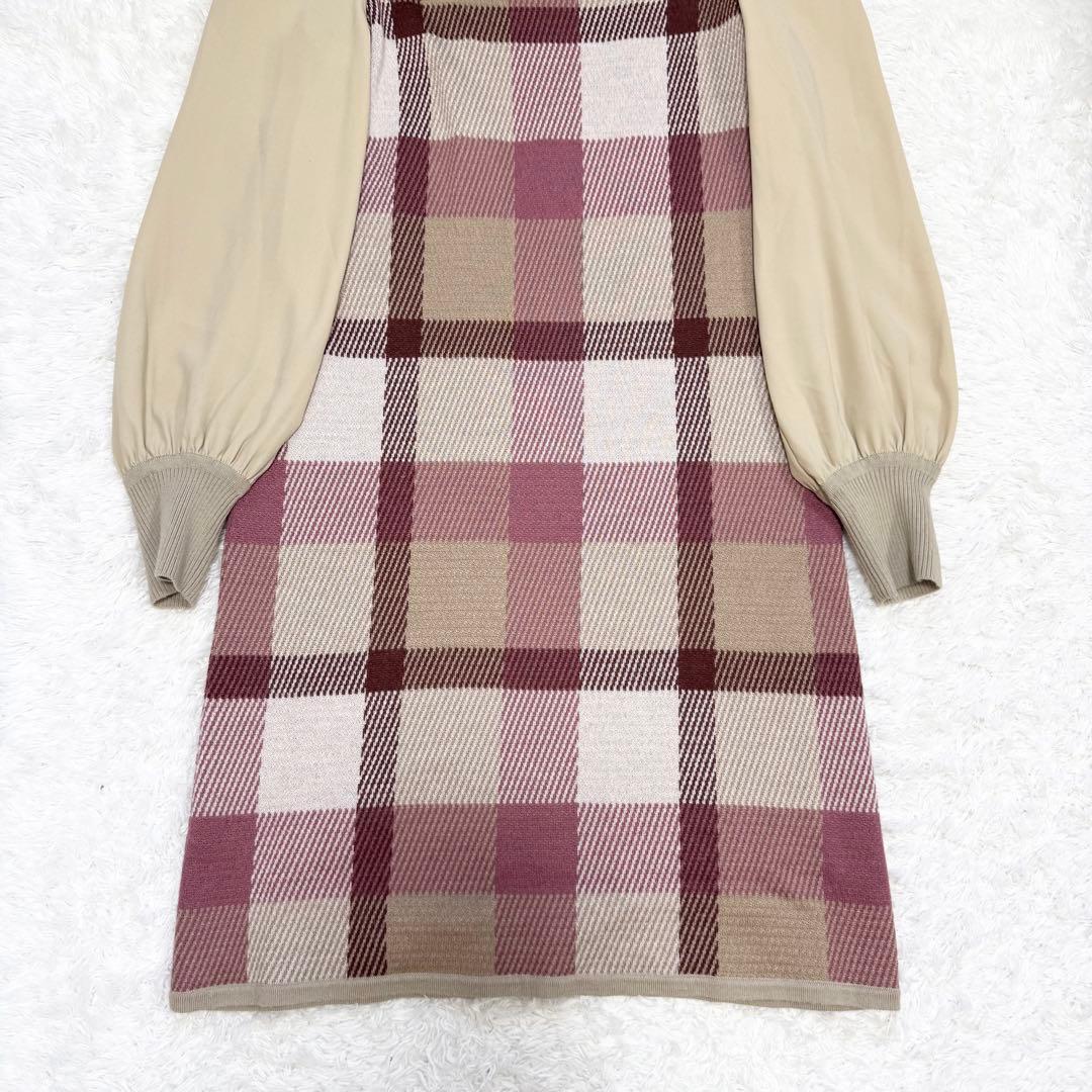 【美品✨】ブルーレーベルクレストブリッジ　チェックジャカードニットワンピース