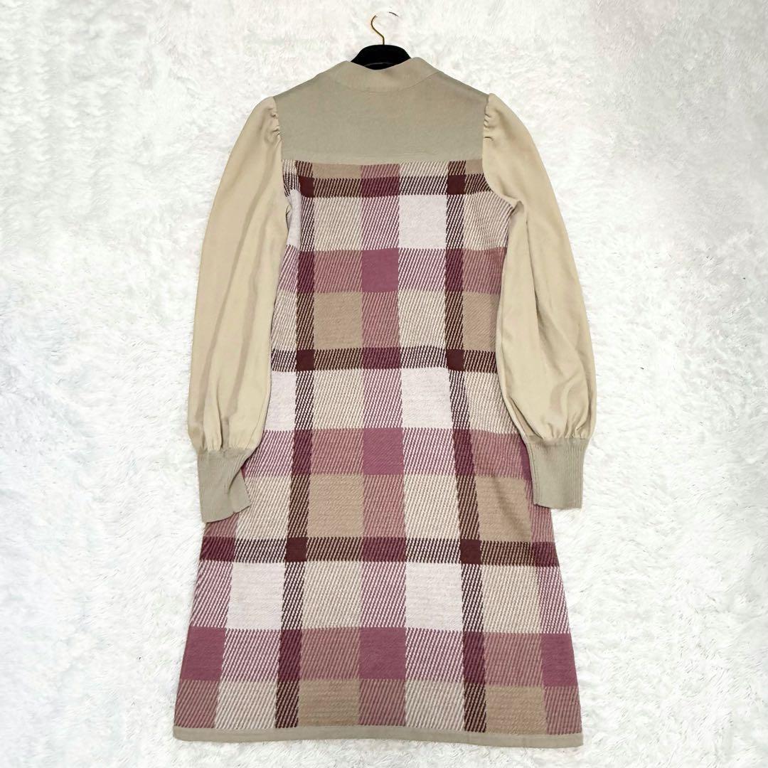 【美品✨】ブルーレーベルクレストブリッジ　チェックジャカードニットワンピース