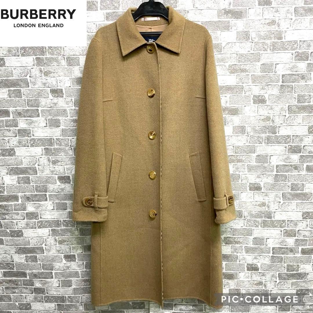 極美品　BURBERRY カシミヤ　チェック柄　ベージュ ロングコート　ウール