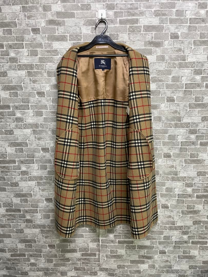 極美品　BURBERRY カシミヤ　チェック柄　ベージュ ロングコート　ウール